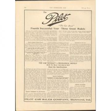 1913 Pilot 40 Richmond IN Automobile Magazine Ad Schafer Ball Bearings ma9142
