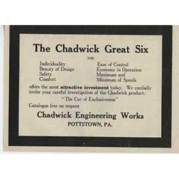 1912 Chadwick 6 Pottstown PA Automobile Magazine Ad Norma Ball Bearings ma5420