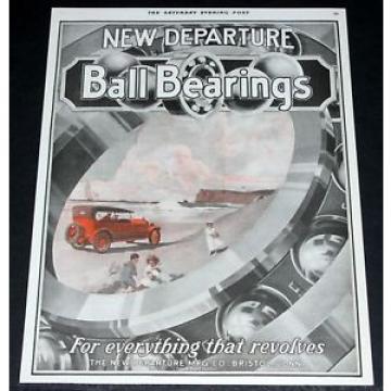 1920 OLD MAGAZINE PRINT AD, NEW DEPARTURE BALL BEARINGS, MOTOR CAR ON BEACH ART!
