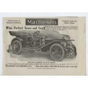 1910 Matheson Model 6 NYC NY Auto Ad New Departure Ball Bearings mc2709