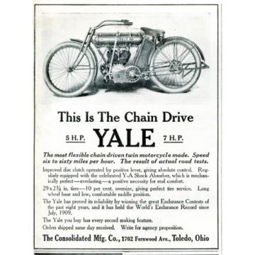 1912 HUPMOBILE Car AD. Man Reams MAIN BEARING+ YALE Twin Cyli 7 HP MOTORCYCLE AD