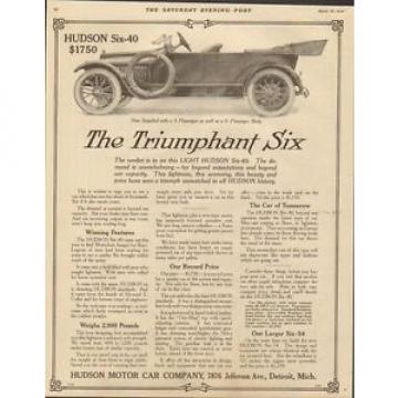 1914 Hudson Motor Car Co Detroit MI Auto Ad Hyatt Roller Bearing Co ma6995