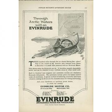 1920 Evinrude Motor Boat Engine Ad Nome Alaska Bearing Sea Arctic Motorboat