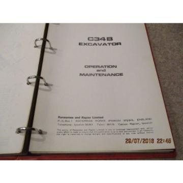 Original  Ransomes &amp; Rapier C34B Excavator Parts Catalog &amp; Operation Manual