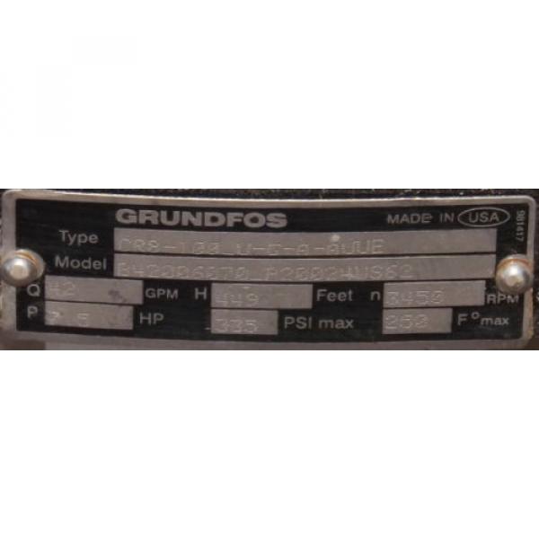 1 USED GRUNDFOS CRS-100-U-G-A-AUUG PUMP W/ BALDOR SFA-21-20/10 7-1/2 HP MOTOR #4 image