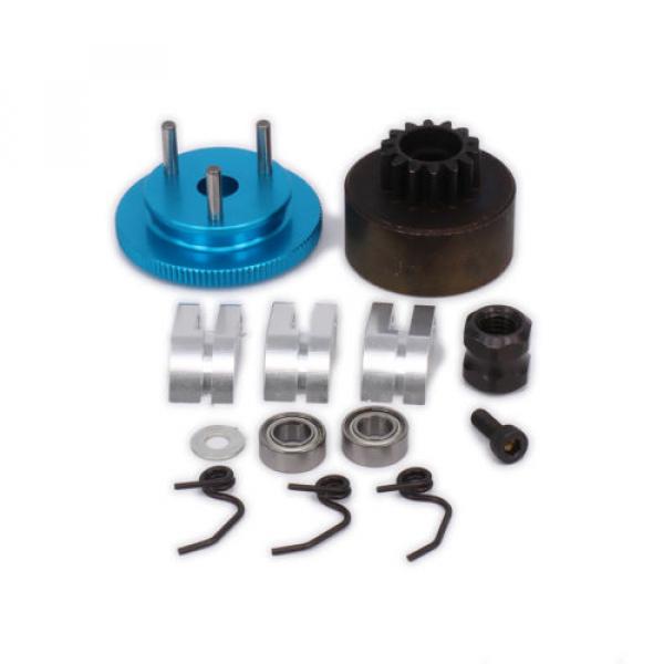 1 set blue Bell 14T Gear Flywheel Assembly Bearing Clutch Shoes For 1/8 RC Car #1 image