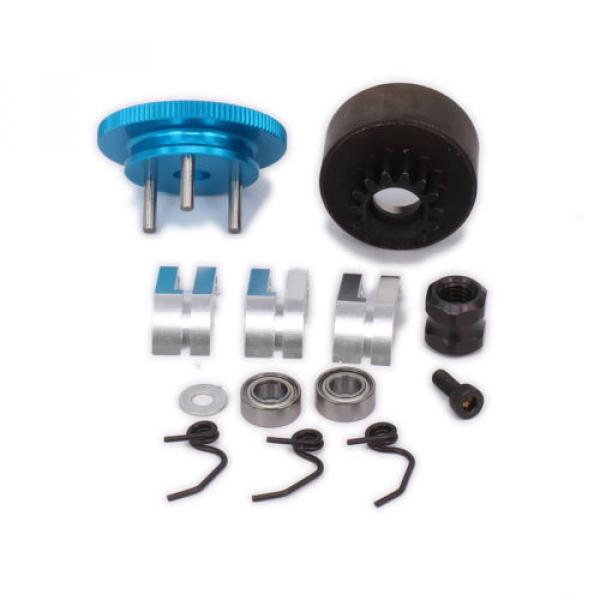 1 set blue Bell 14T Gear Flywheel Assembly Bearing Clutch Shoes For 1/8 RC Car #3 image