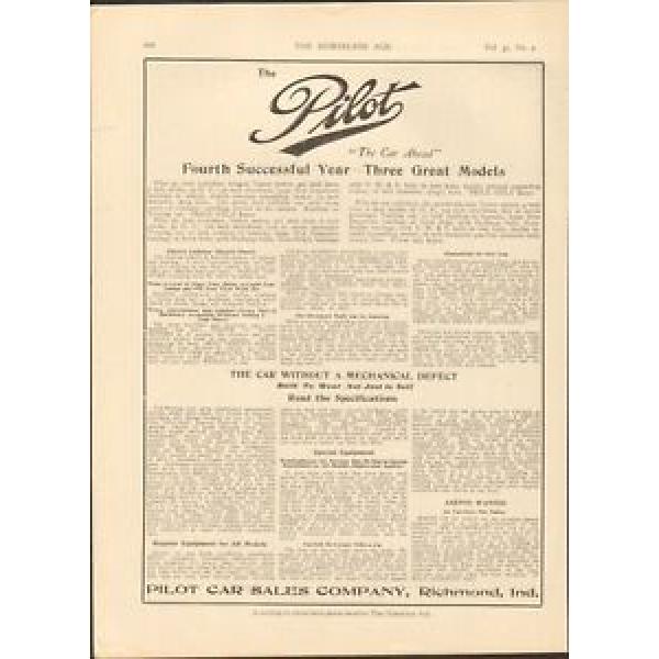 1913 Pilot 40 Richmond IN Automobile Magazine Ad Schafer Ball Bearings ma9142 #1 image