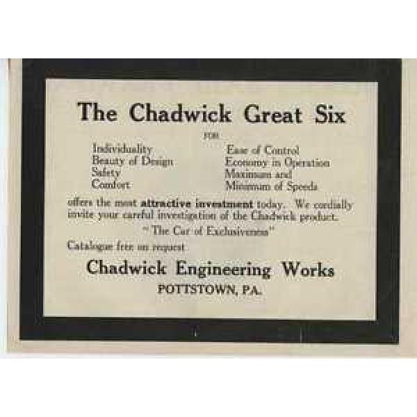 1912 Chadwick 6 Pottstown PA Automobile Magazine Ad Norma Ball Bearings ma5420 #1 image