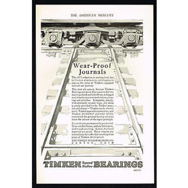 1927 Timken Bearings Wear Proof Journal Railroad Car Print Ad #1 image