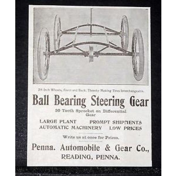 1900 OLD MAGAZINE PRINT AD, PENNA. AUTOMOBILE CO, BALL BEARING STEERING GEAR! #1 image