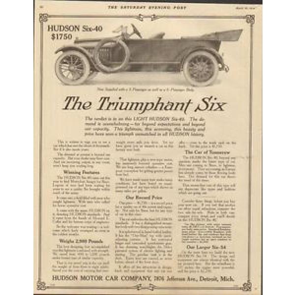 1914 Hudson Motor Car Co Detroit MI Auto Ad Hyatt Roller Bearing Co ma6995 #1 image