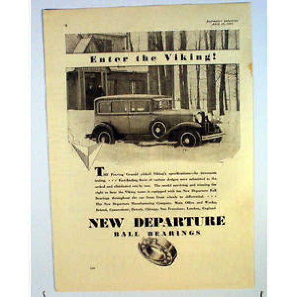 Vintage 1929 The Viking New Departure Ball Bearings Automotive Industries  Ad #1 image