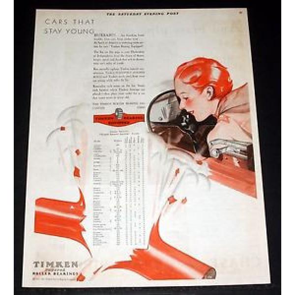1930 OLD MAGAZINE PRINT AD, TIMKEN ROLLER BEARINGS, FOR CARS THAT STAY YOUNG! #1 image