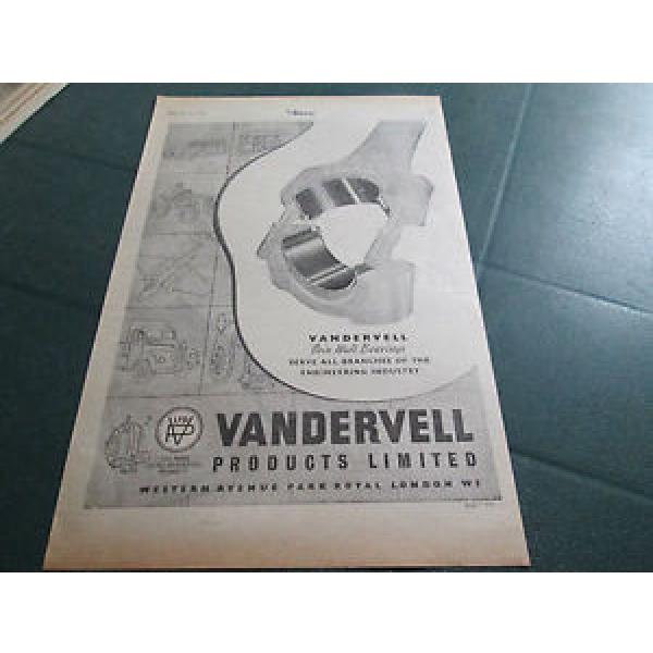 (#4) GENUINE 1950&#039;S MOTORING ADVERT - VANDERVELL THIN WALL BEARINGS #1 image