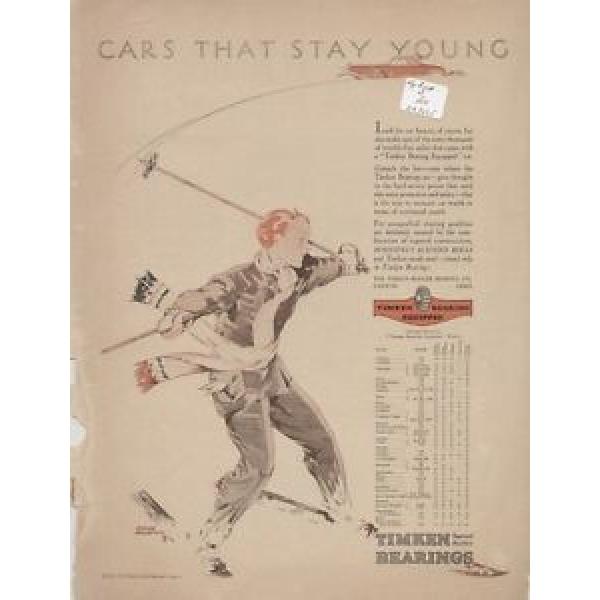Timken Tapered Roller Bearings 1930 Vintage Auto Ad, Boy Skiing #1 image