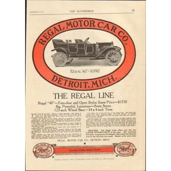 1911 Regal Model 40 Detroit MI Auto Ad Hyatt Roller Bearings ma9574 #1 image