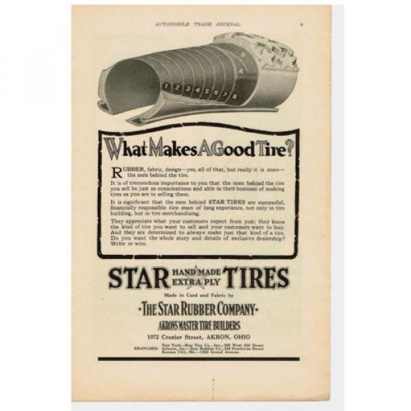 1919 AD FAFNIR BALL BEARINGS NEW BRITAIN, CONN. STAR, HAND MADE EXTRA PLY TIRE #2 image