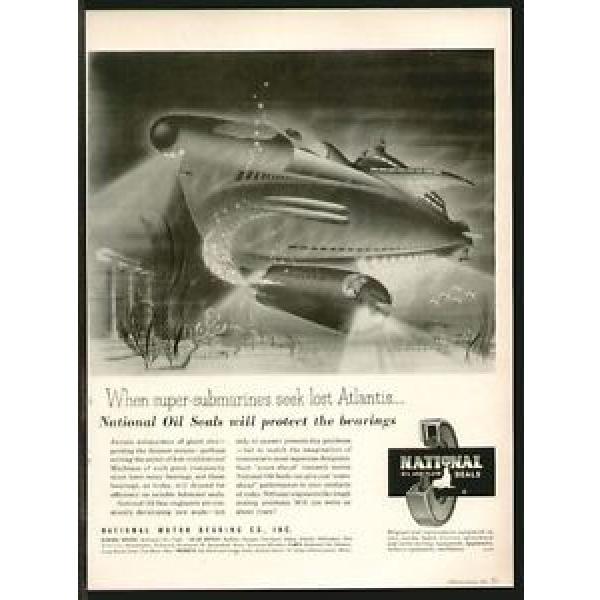 NATIONAL Motor Bearing 1952 Super-Submarine ATLANTIS Original Print Ad #1 image